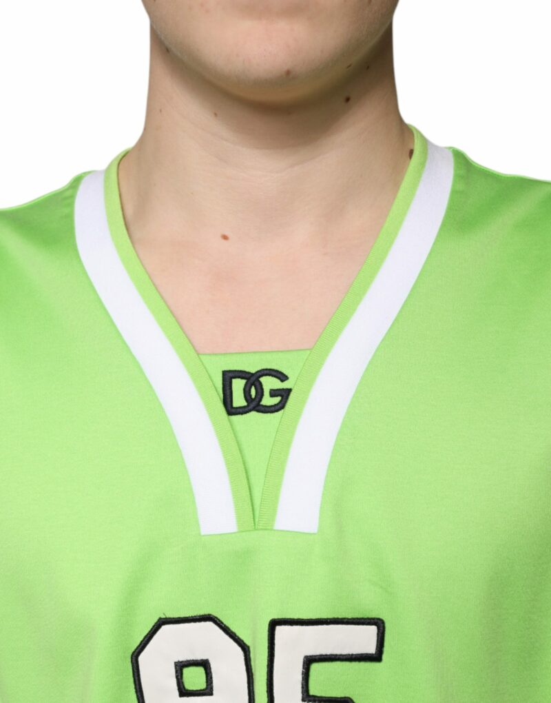 Dolce & Gabbana Green Polyester Jersey Sleeveless T-shirt - Image 5