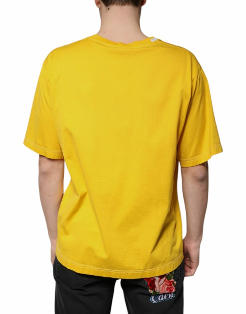 Dolce & Gabbana Yellow Cotton V-neck Short Sleeves T-shirt - Image 4