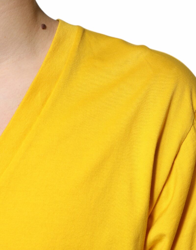Dolce & Gabbana Yellow Cotton V-neck Short Sleeves T-shirt - Image 6