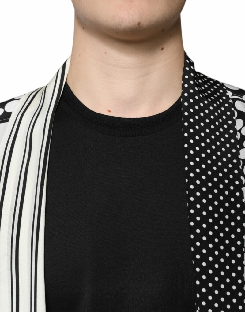 Dolce & Gabbana Black White Polka Dots Silk Men Casual Shirt - Image 5