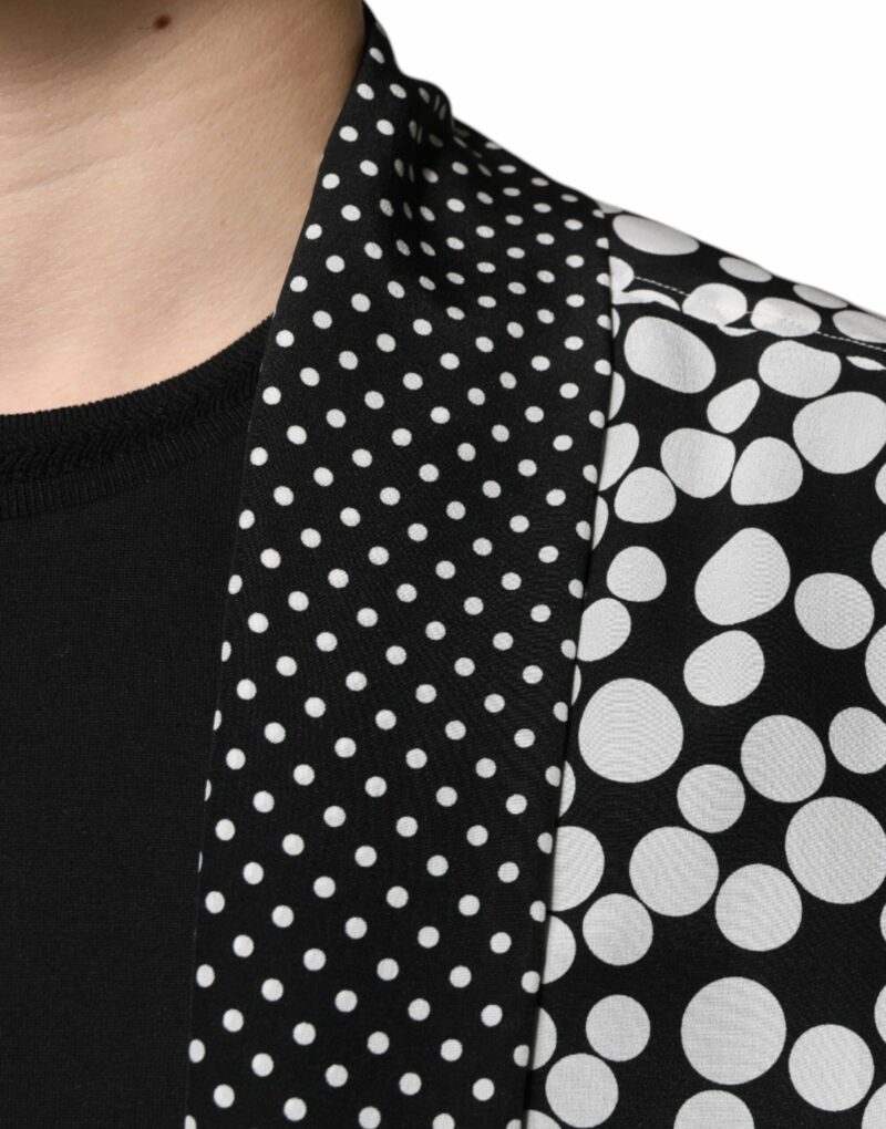 Dolce & Gabbana Black White Polka Dots Silk Men Casual Shirt - Image 6