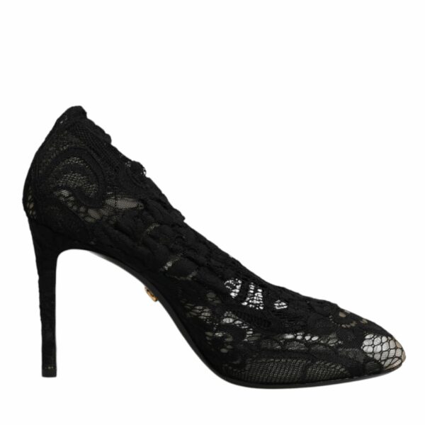 Dolce & Gabbana Black Lace Stretch Heels Mid Calf Boots Shoes