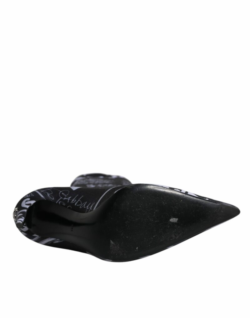 Dolce & Gabbana Black Logo Stretch Heels High Boots Shoes - Image 8