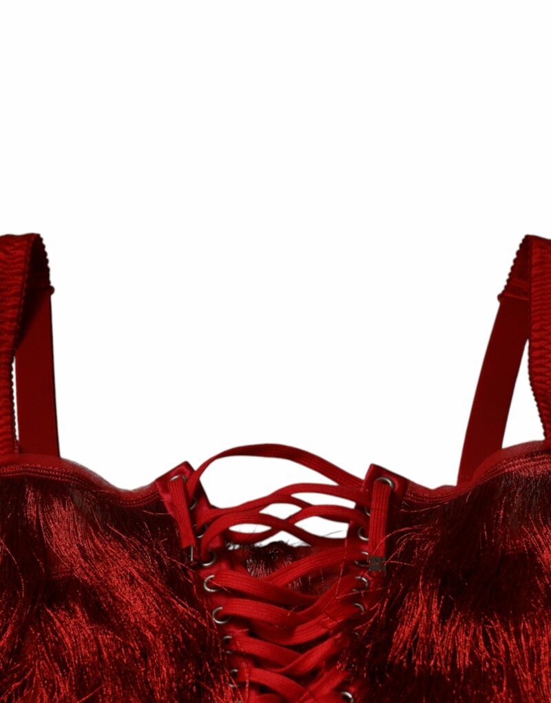 Dolce & Gabbana Red Lace Tassel Sleeveless Sheath Mini Dress - Image 6
