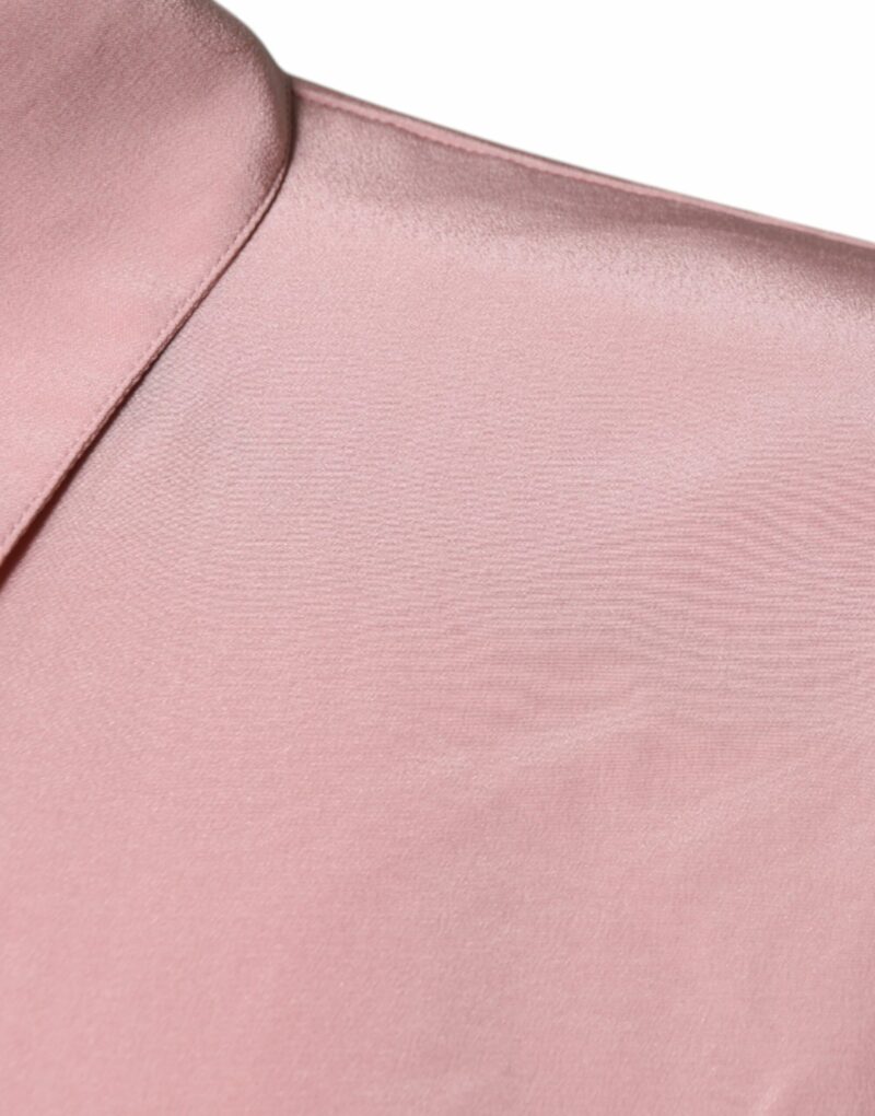 Dolce & Gabbana Pink Cotton Long Sleeves Collared Blouse Top - Image 6
