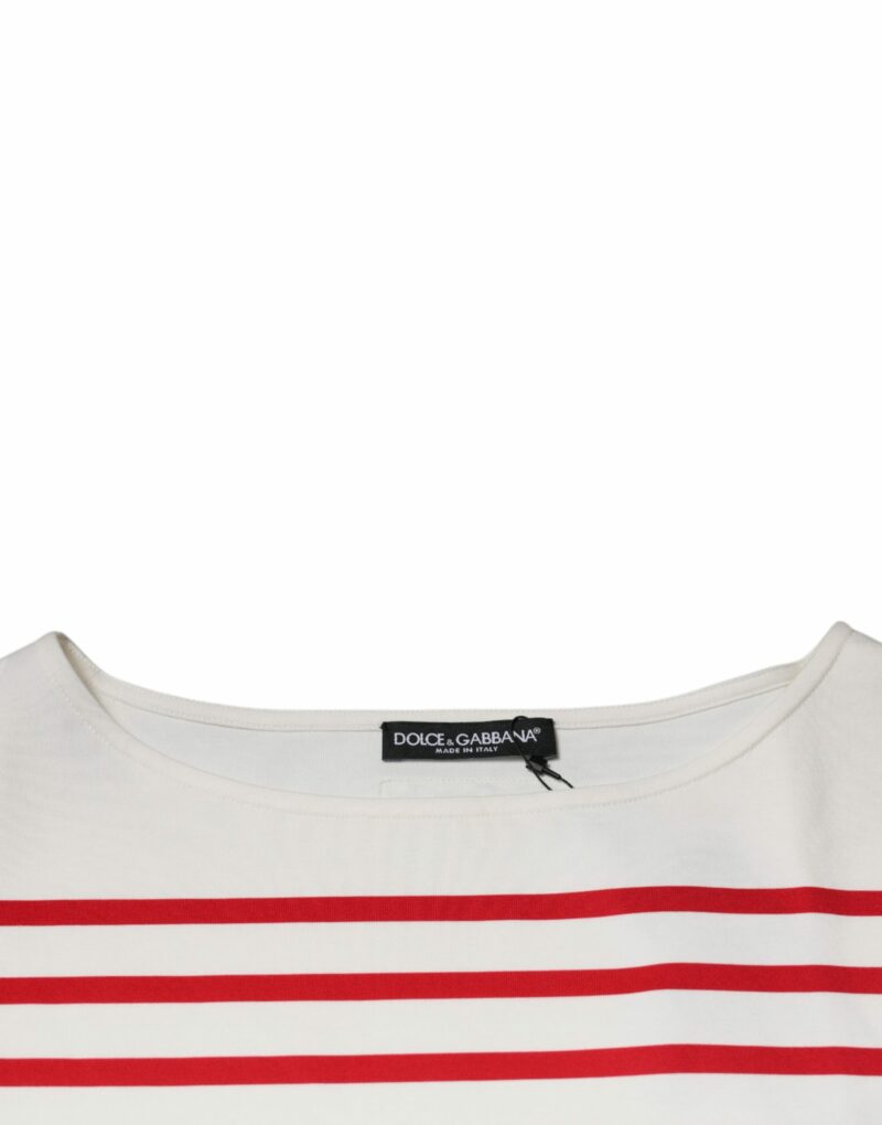Dolce & Gabbana White Red Stripes Cotton Long Sleeves Top - Image 7