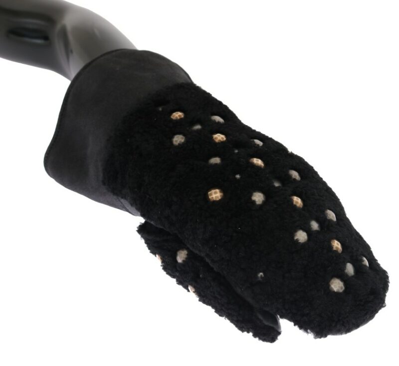 Dolce & Gabbana Studded Black Leather Gentleman's Gloves - Image 3