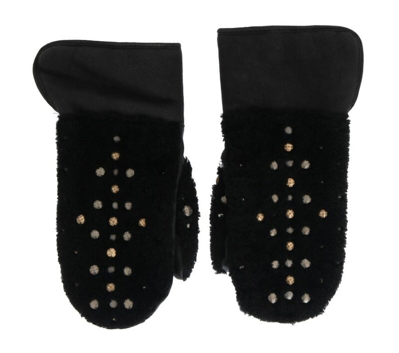 Dolce & Gabbana Studded Black Leather Gentleman's Gloves - Image 4