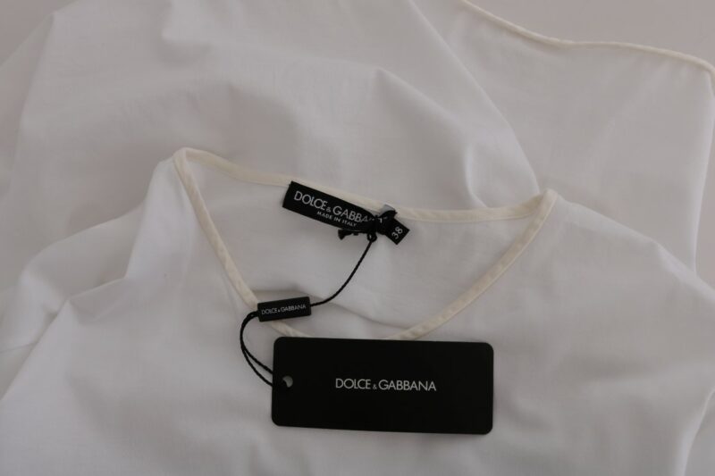 Dolce & Gabbana Elegant White Wrap Blouse with Crystal Accents - Image 6
