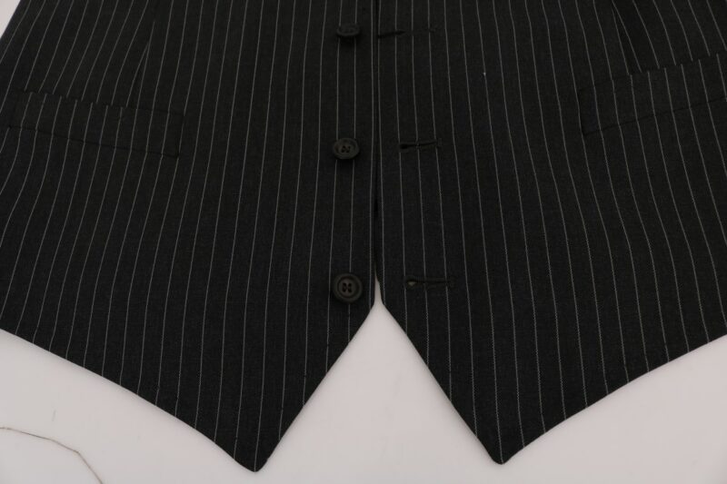 Dolce & Gabbana Elegant Gray Striped Vest Waistcoat - Image 5