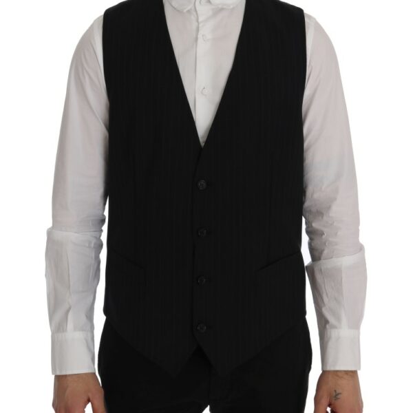 Dolce & Gabbana Elegant Blue Striped Waistcoat Vest