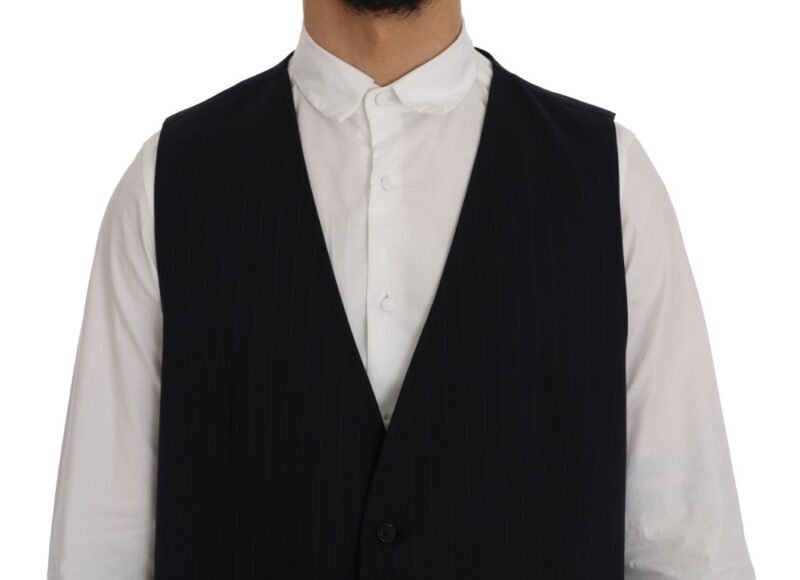 Dolce & Gabbana Elegant Striped Wool Blend Waistcoat Vest - Image 4