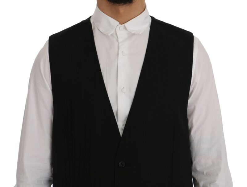 Dolce & Gabbana Elegant Striped Wool Blend Waistcoat Vest - Image 4