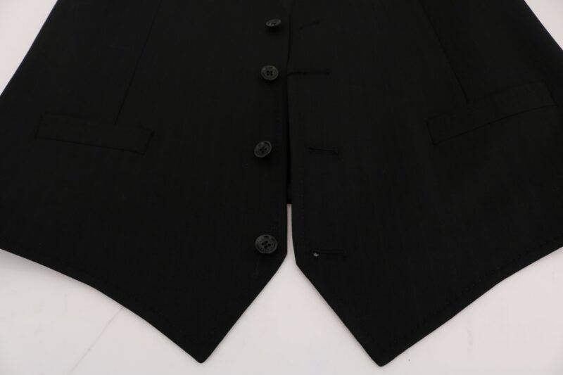 Dolce & Gabbana Elegant Striped Wool Blend Waistcoat Vest - Image 5