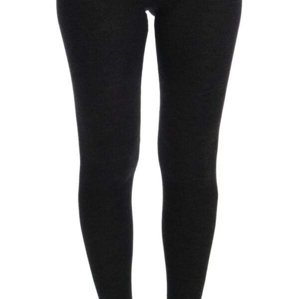 Dolce & Gabbana Elegant High-Waist Wool Tights Pants in Dark Gray