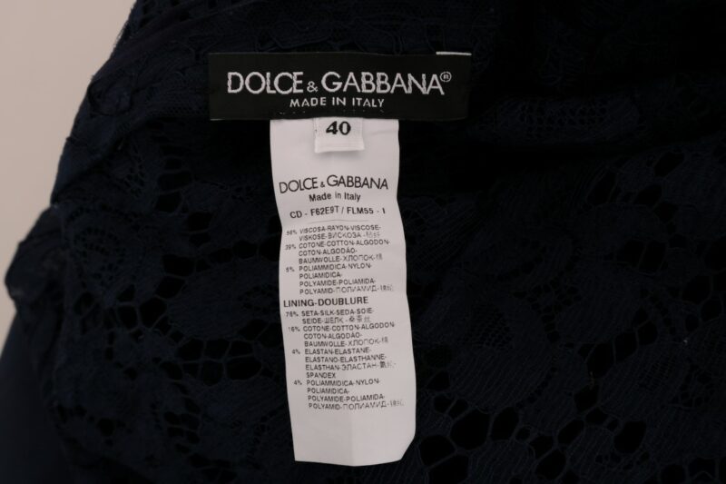 Dolce & Gabbana Elegant Floral Lace A-Line Dress - Image 8