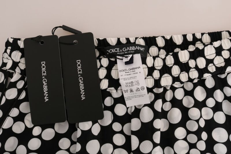 Dolce & Gabbana Elegant Polka Dot Silk High-Waist Pants - Image 4
