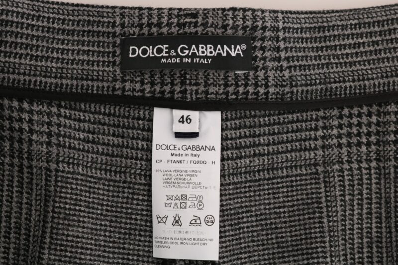 Dolce & Gabbana Elegant Gray Check Capri Wool Pants - Image 5