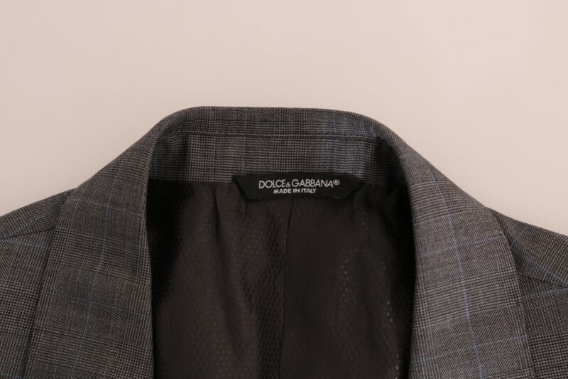 Dolce & Gabbana Sleek Gray Checkered Wool Blazer - Image 7