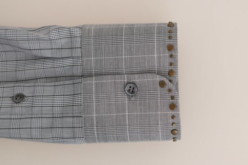 Dolce & Gabbana Elegant Gray Checkered Slim Fit Casual Shirt - Image 7