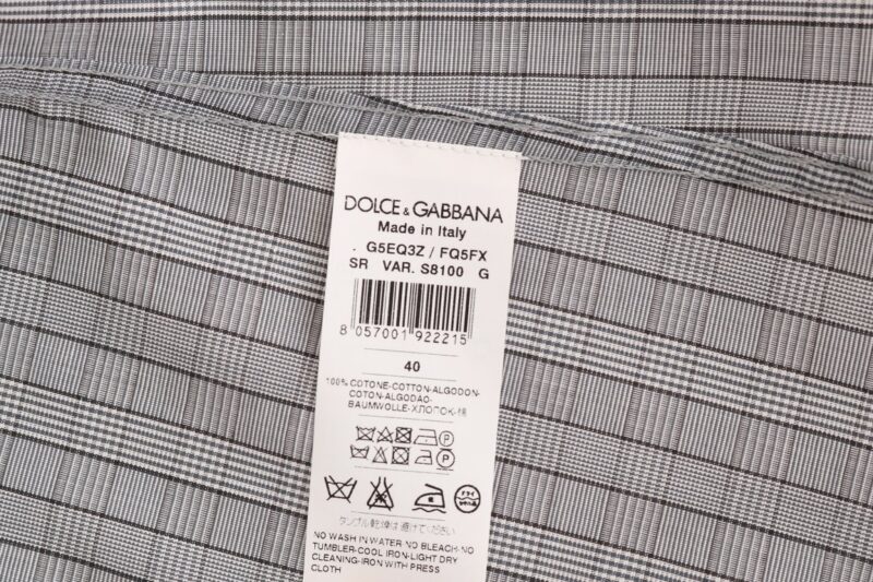 Dolce & Gabbana Elegant Gray Checkered Slim Fit Casual Shirt - Image 8