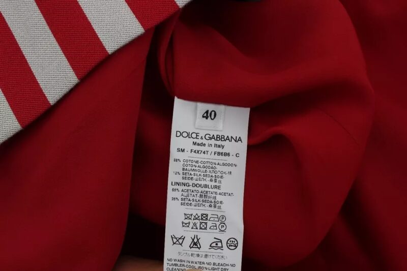 Dolce & Gabbana Silver Red Striped Above Knees Skirt - Image 3