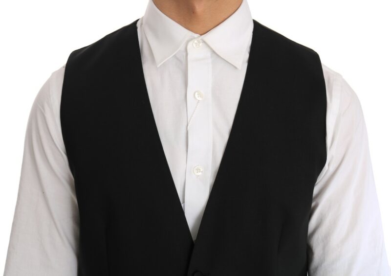 Dolce & Gabbana Elegant Slim Fit Formal Vest in Black - Image 4