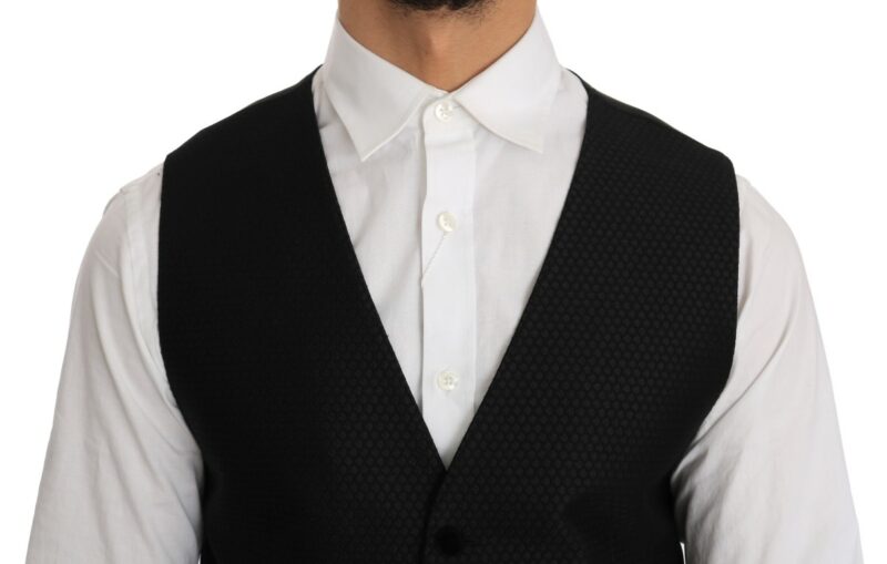 Dolce & Gabbana Elegant Polka Dot Black Dress Vest - Image 4