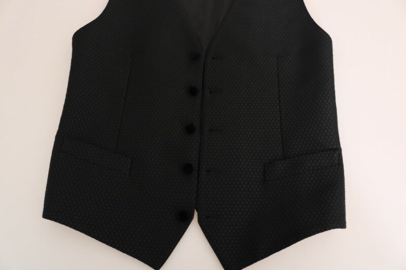 Dolce & Gabbana Elegant Polka Dot Black Dress Vest - Image 5
