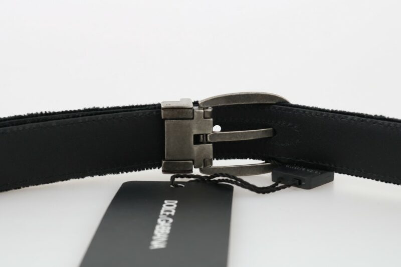 Dolce & Gabbana Elegant Black Cotton-Leather Men's Belt - Image 7