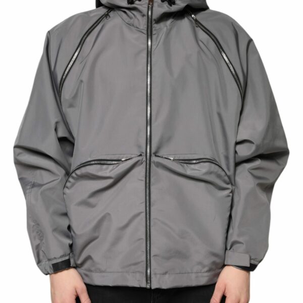 Dolce & Gabbana Gray Polyester Hooded Men Full Zip Jacket