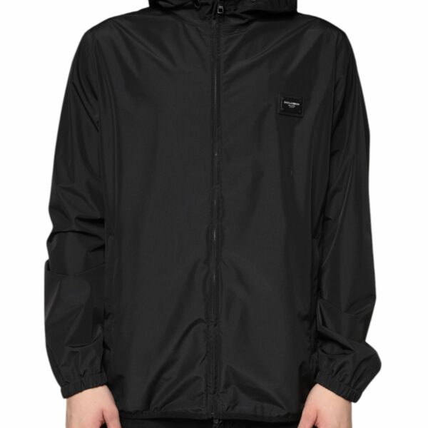 Dolce & Gabbana Black Polyester Hooded Men Full Zip Jacket