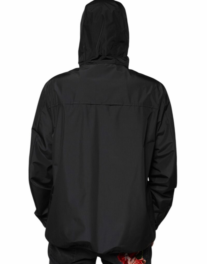 Dolce & Gabbana Black Polyester Hooded Men Full Zip Jacket - Image 4