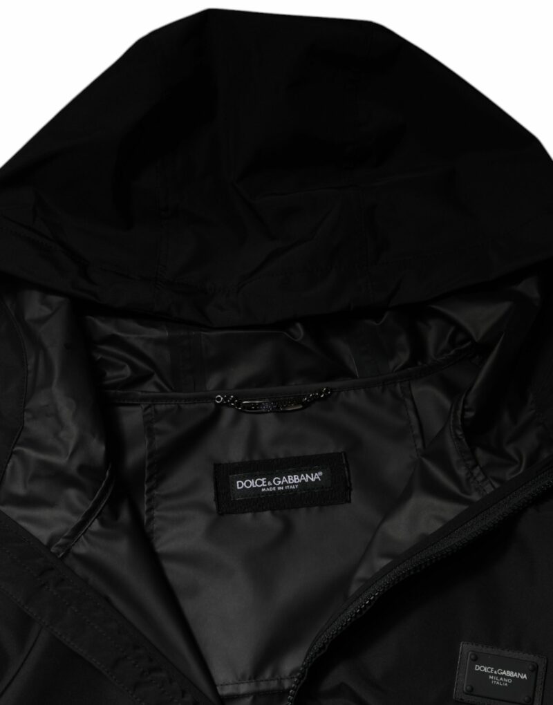 Dolce & Gabbana Black Polyester Hooded Men Full Zip Jacket - Image 7