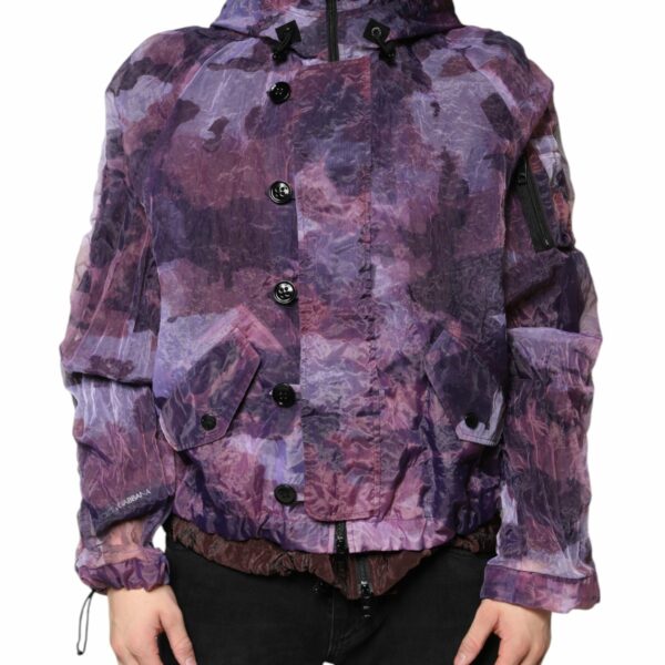 Dolce & Gabbana Purple Camouflage Hooded Men Blouson Jacket