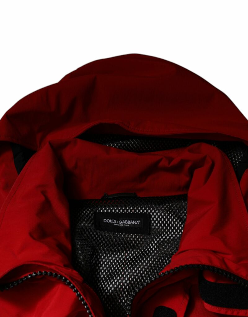 Dolce & Gabbana Red Nylon Hooded Men Full Zip Parka Jacket - Image 7