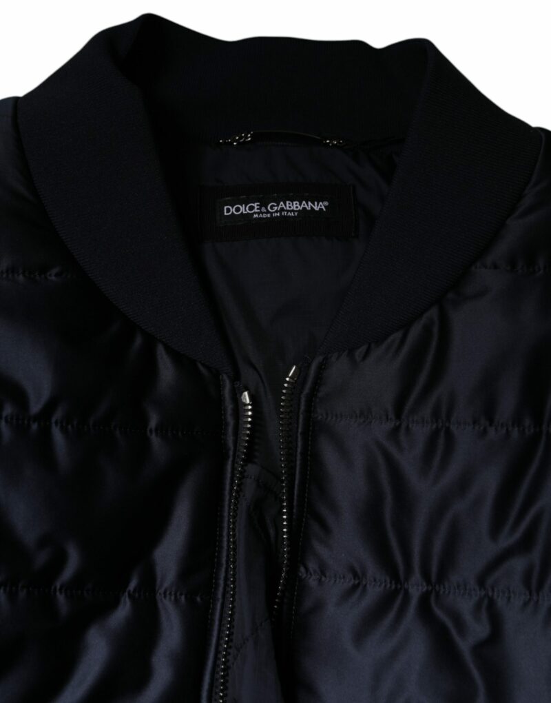 Dolce & Gabbana Dark Blue Quilted Full Zip Bomber Jacket - Image 7