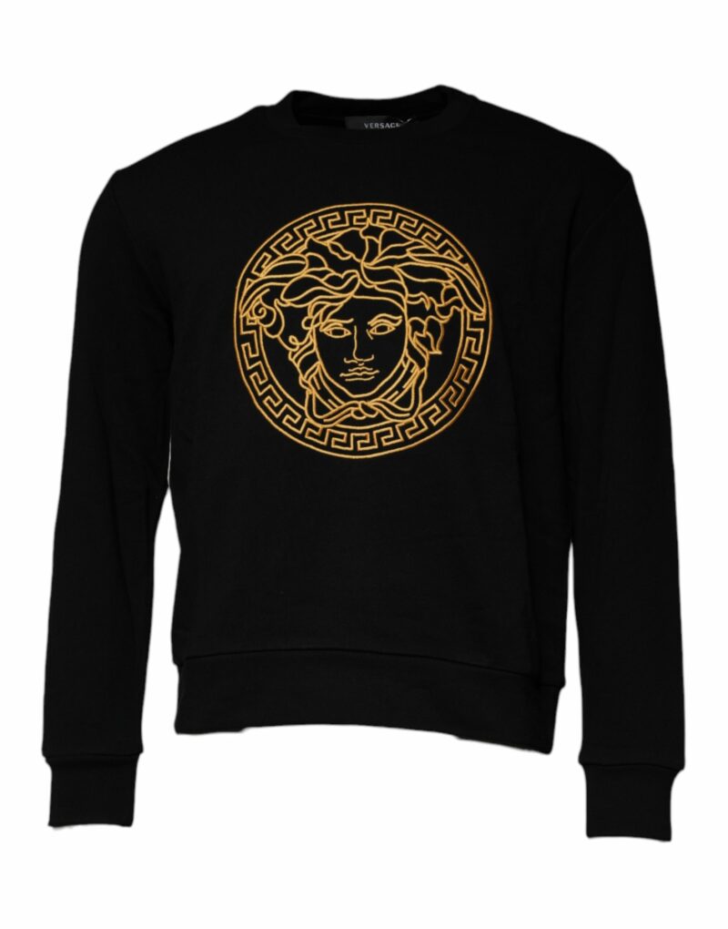 Versace Black Medusa Embroidery Crew Neck Pullover Sweater - Image 2