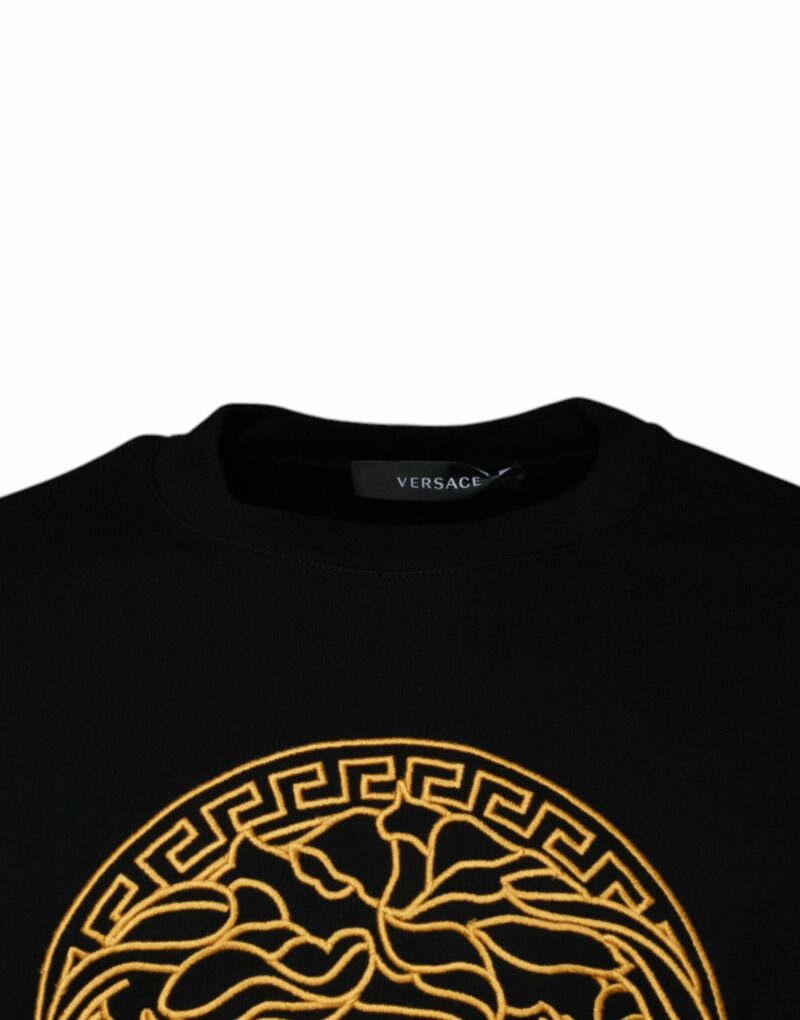Versace Black Medusa Embroidery Crew Neck Pullover Sweater - Image 3