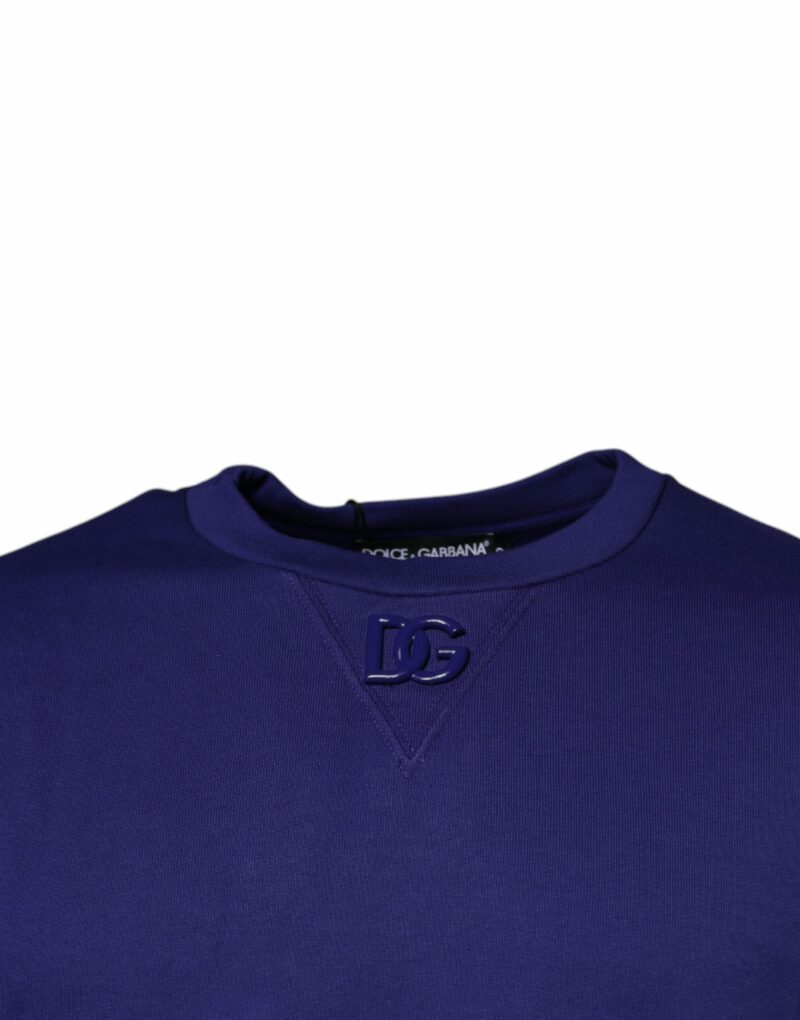 Dolce & Gabbana Blue Cotton Crew Neck Men Pullover Sweater - Image 3