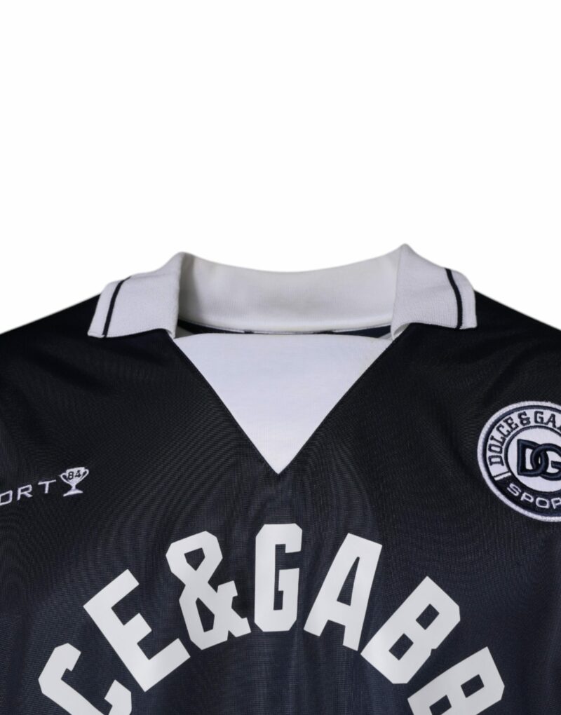 Dolce & Gabbana Blue Logo Jersey Collared Pullover Sweater - Image 3