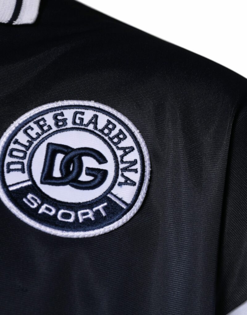 Dolce & Gabbana Blue Logo Jersey Collared Pullover Sweater - Image 4