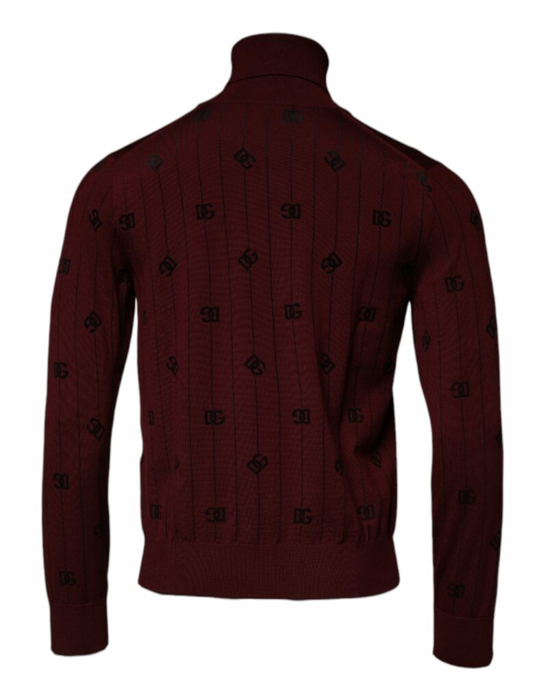 Dolce & Gabbana Maroon Monogram Turtleneck Pullover Sweater - Image 5
