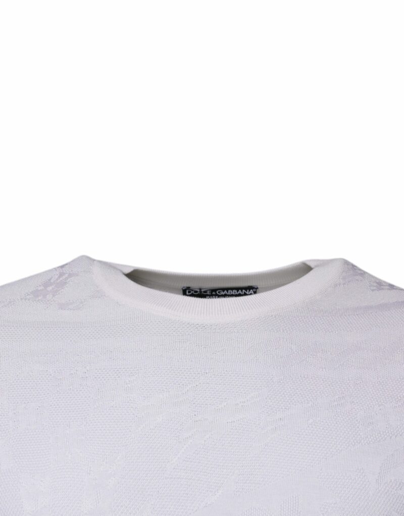 Dolce & Gabbana White Silk Crew Neck Men Pullover Sweater - Image 3