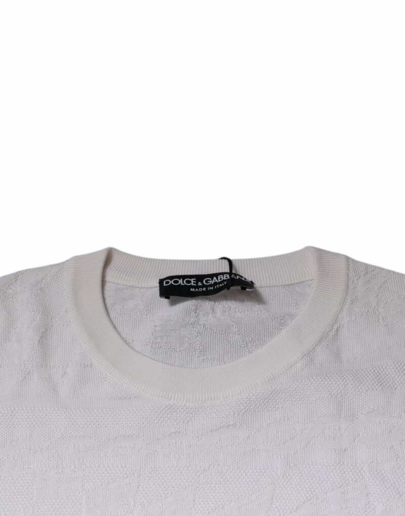 Dolce & Gabbana White Silk Crew Neck Men Pullover Sweater - Image 6