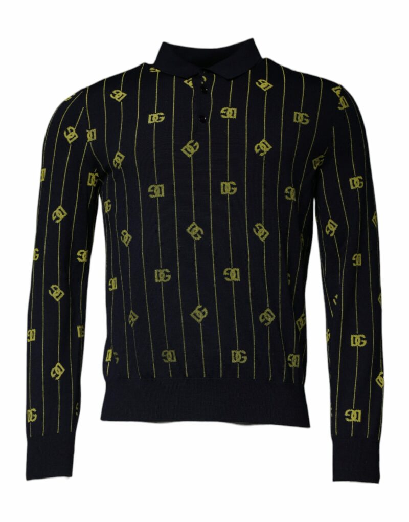 Dolce & Gabbana Black Monogram Mock Neck Pullover Sweater - Image 2