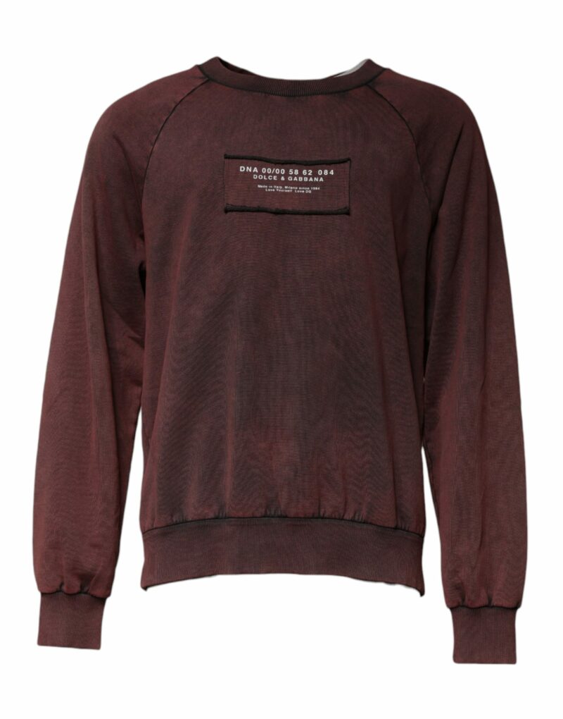 Dolce & Gabbana Brown Logo Cotton Crew Neck Pullover Sweater - Image 2