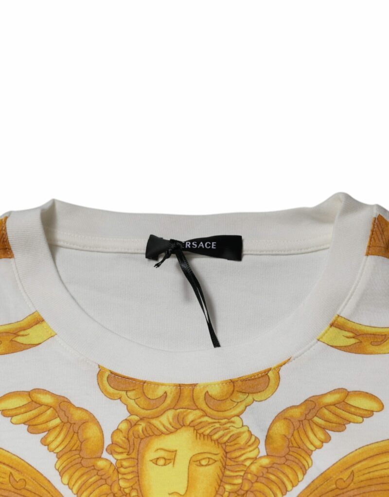 Versace White Medusa Print Cotton Crew Neck T-shirt - Image 6