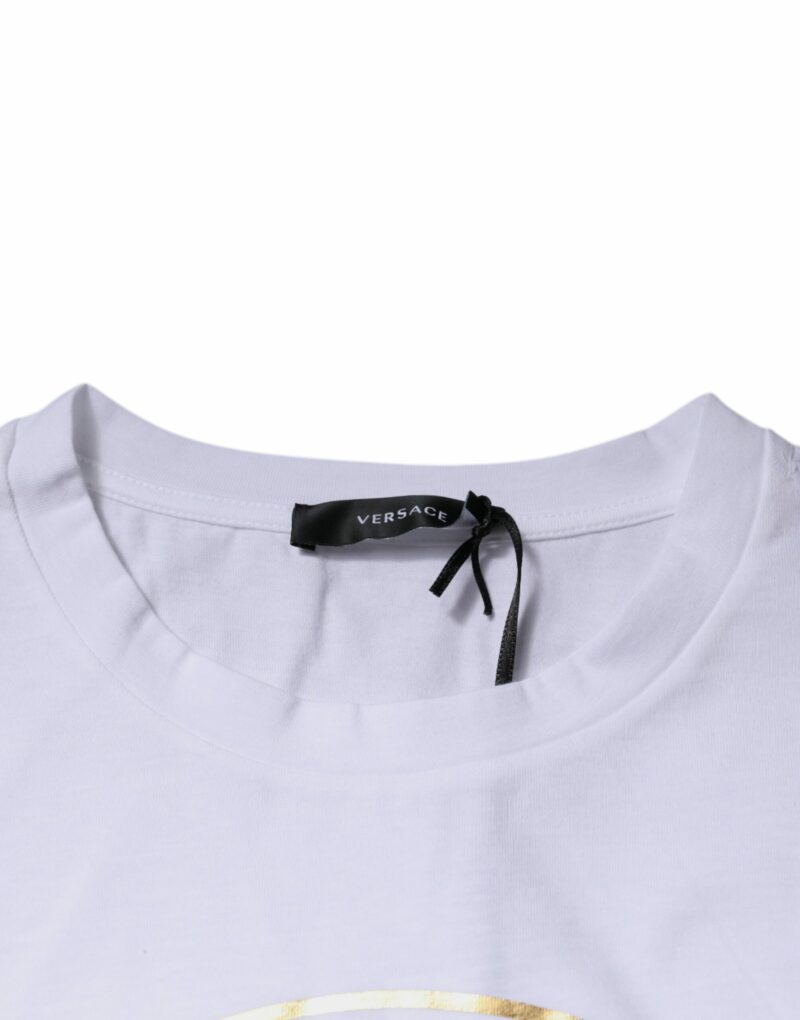 Versace White Medusa Print Cotton Crew Neck T-shirt - Image 6