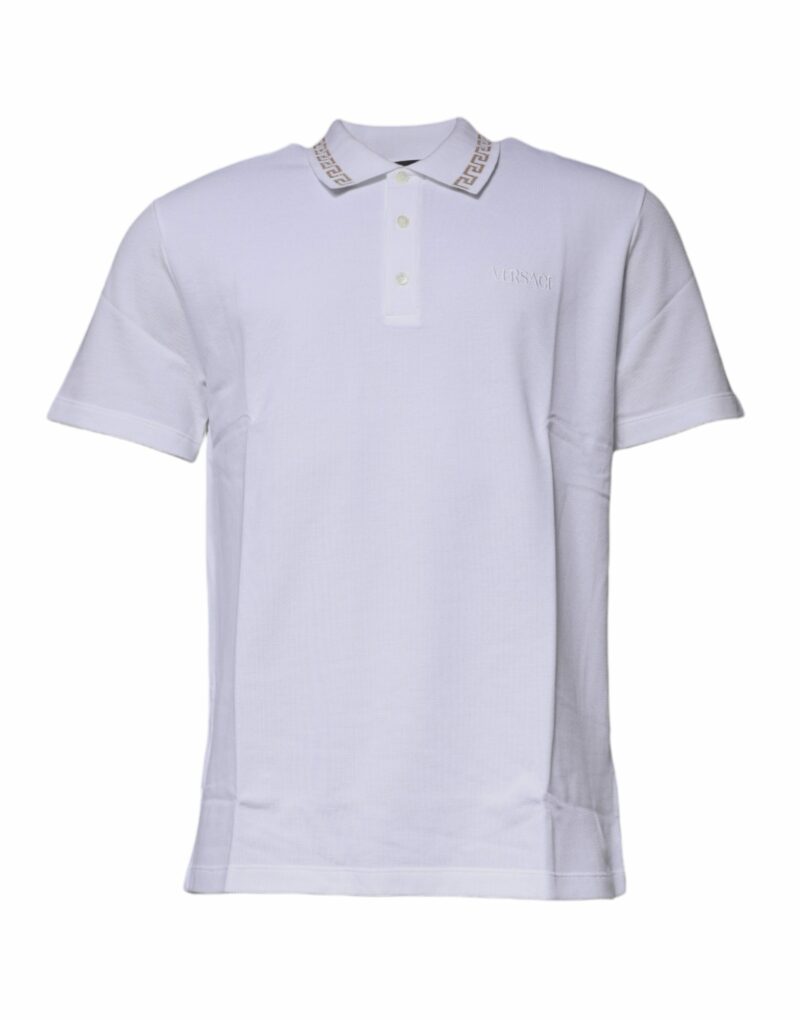 Versace White Viscose Collared Men Polo Short Sleeves T-shirt - Image 2
